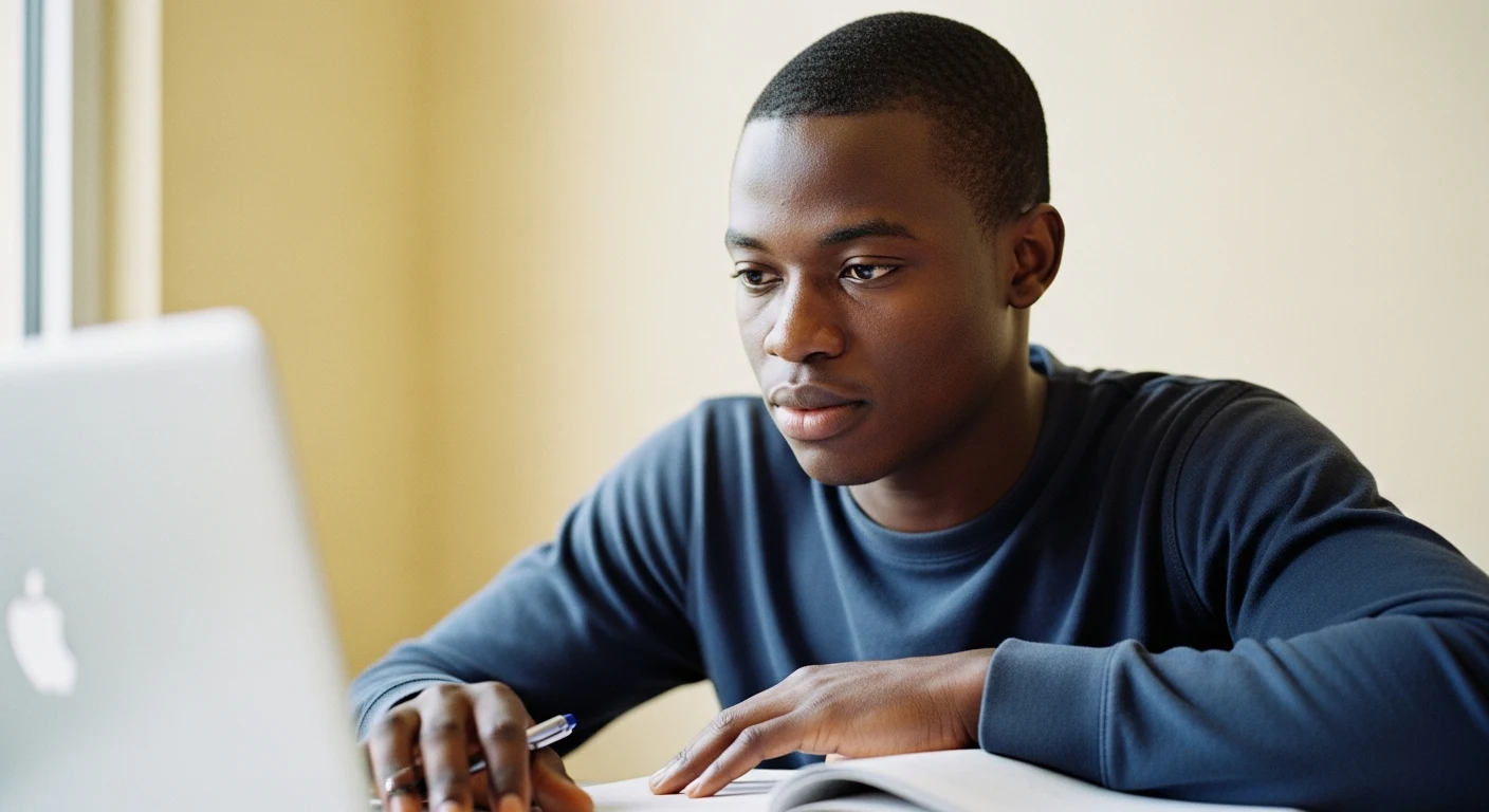 A student practicing on a laptop