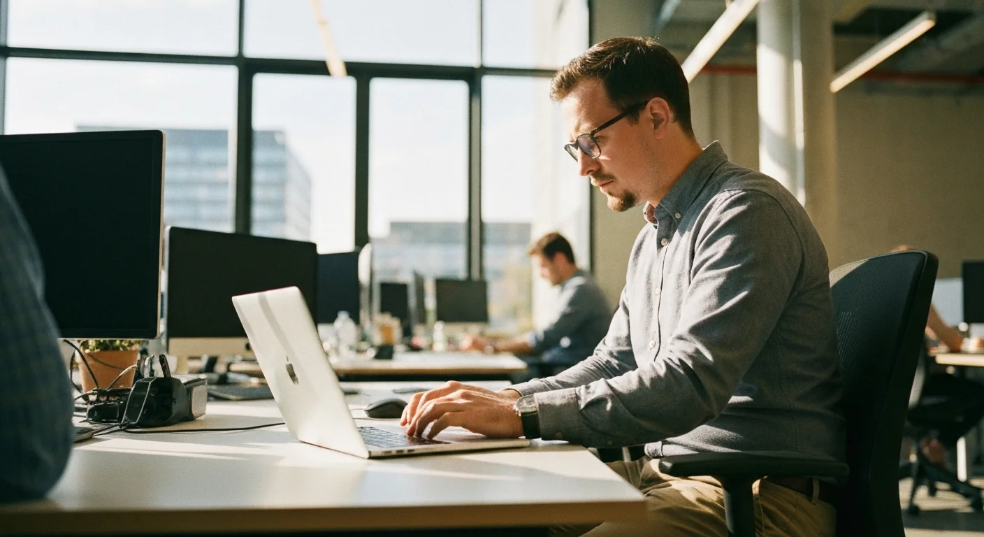 A professional working on a laptop