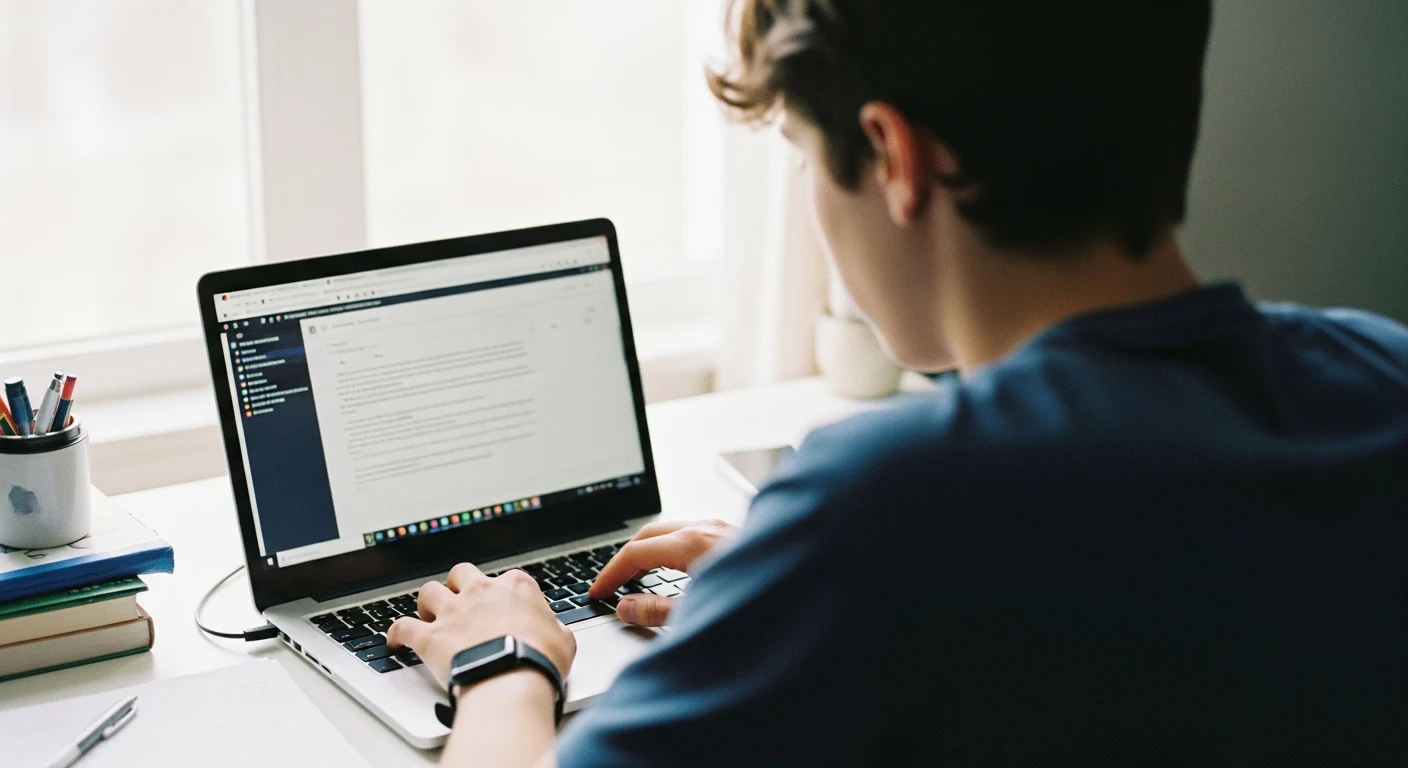A learner studying on a laptop